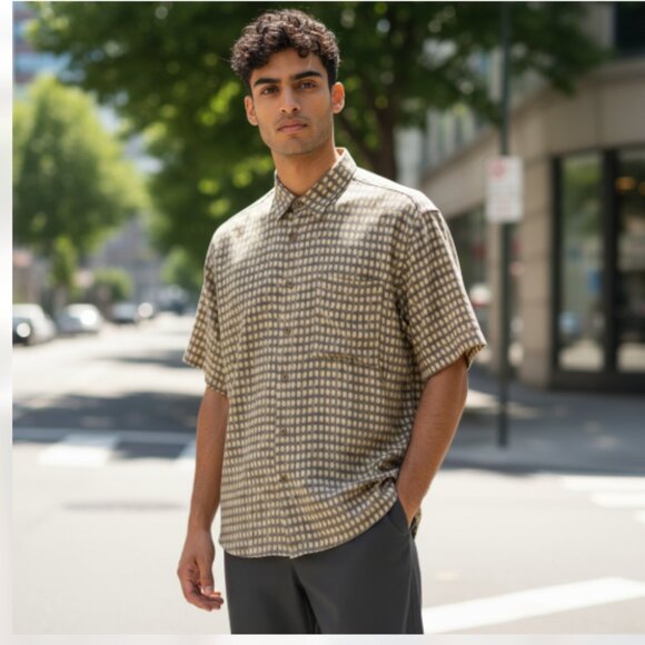 Campia Moda Men’s Hawaiian Shirt Size S Short Sleeve Button Point Collar - Picture 13 of 15